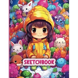 Plain Sketchbook for Kids: Kawaii Blank Drawing and Doodling Sketch Pad, 120 Pages 8.5" x 11" Paper