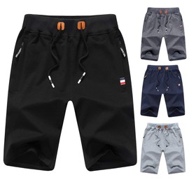 Hisitosa Men's Half Pants, Cropped Pants, Sports, Casual, Fashion, Summer, Plain, Adjustable Drawstrings, Breathable, Large Sizes, US sizes S to 4L (JP Sizes M - 5XL) *Pull down selection sizes are displayed in JP sizes. - black (black 19-3911tcx)