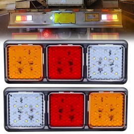 Ygmylandbb LED Trailer Tail Lights, Truck Tail Light, Turn Signal Brake Running Lights for 12v-24v Truck Boat Snowmobile Trailer Pickup RV, Red Yellow 2pcs (Red Yellow White)