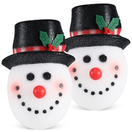 Ornativity Snowman Porch Light Cover - Snow man Head Xmas Winter Outdoor Front Porch, Deck, Garage Lamp Christmas Holiday Decoration Covers - 11" Set of 2
