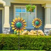 MeyRolizn Sunflower Standing Wind Sculpture, Outdoor Wind Spinner with Stake,