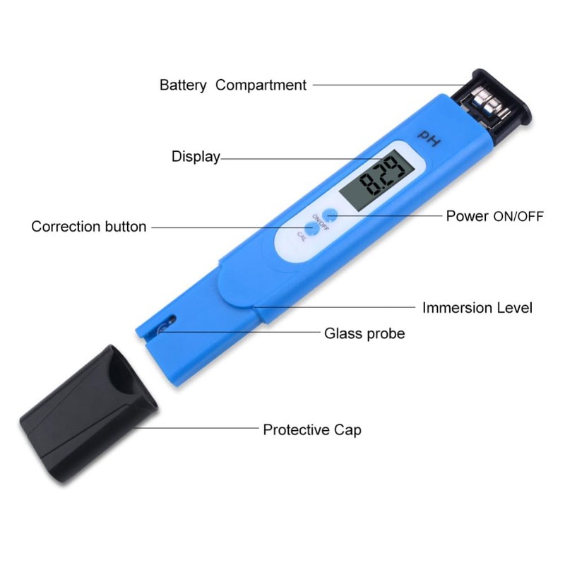 SagaSave 1Pcs pH Meter, 0.00-14.00 pH High Precision pH Pen,