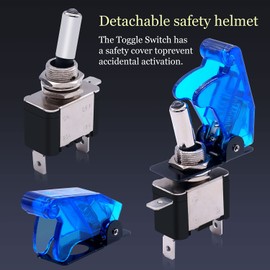 Twidec/3Pcs Rocker Lighted Toggle Switch 12V 20A Heavy Duty Racing Car Automative Auto SPST ON/Off Toggle Switch Blue LED Illuminated 3Pin with Blue Waterproof Safety Cover ASW-07DBUBUMZ