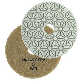 HXIN Diamond Wet Polishing Pads 4 inch 100mm 3 Steps for Buffing on Granite Marble Stone Concrete Tile Ceramic Floor Smoothing renovate Removing Marks with Nylon Backing (1pc, 3rd Step)