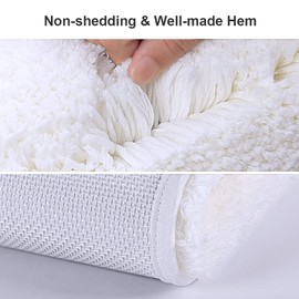 VANZAVANZU Bathroom Rugs Bath Mats for Bathroom Non Slip Ultra Soft Absorbant Bath Mats Microfiber Fluffy Thick Bathroom Rugs Machine Washable (24"x36", White)