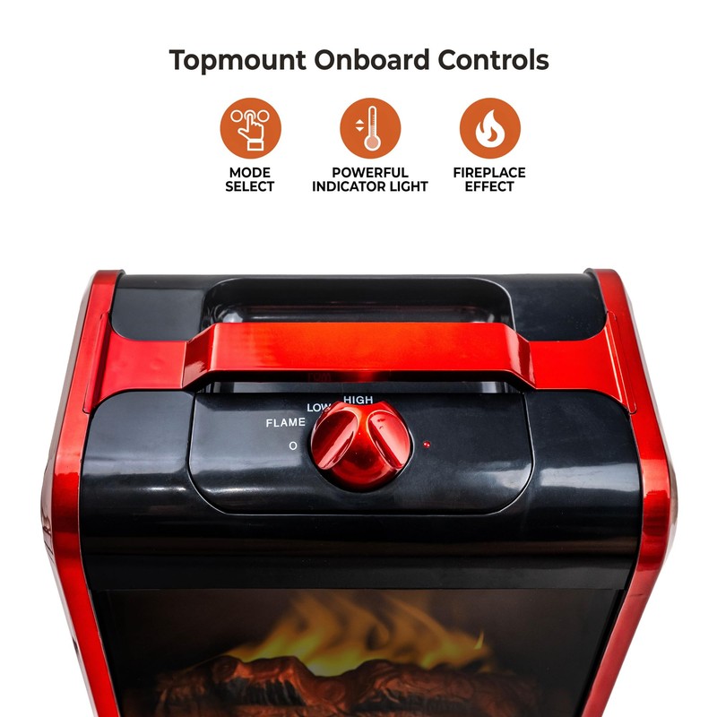 Comfort Zone Electric Mini Fireplace Space Heater with Realistic 3D