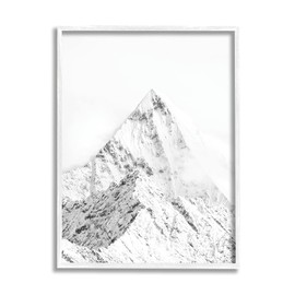 Stupell Industries Snowy Mountain Peak Sharp Lines Black, Designed by Design Fabrikken White Framed Wall Art, 16 x 20