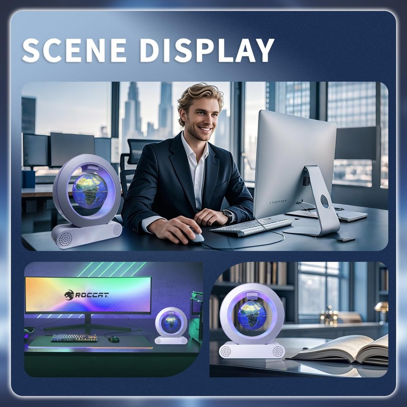 Poojaed Magnetic Floating Globe Lamp with Bluetooth Speaker, Cool Gadget