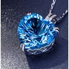 Blue Crystal Topaz Pendant Ocean Heart Shaped Necklace 925 Sterling