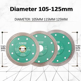 FACHLICH Diamond Tile Saw Blades - 4" Diamond Blade 2pcs 105MM Ceramic Cutting Discs with X Teeth Turbo Mesh Rim for Ceramic Tile Porcelain Granite Marble