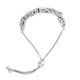 Charmsy Silver Women's Glide Bolo Byzantine Bracelet 8.5 Rhodium