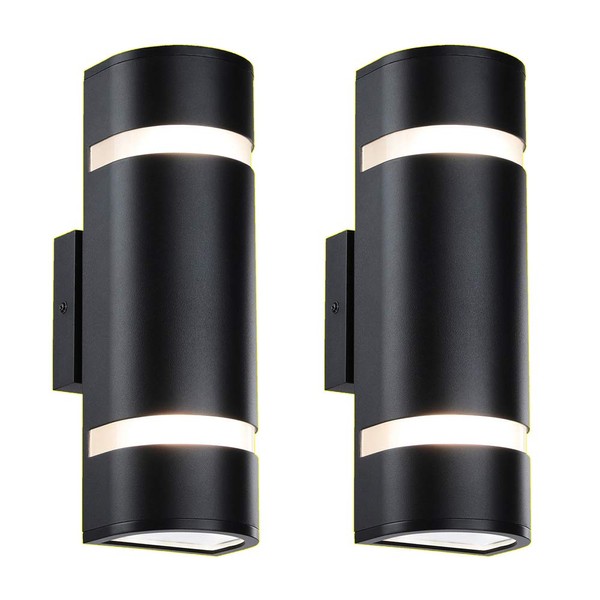 XiNBEi-Lighting Outdoor Wall Light, Modern Wall Sconce Black Water Proof D Shaped Wall Mount Light Suitable for Garden & Patio 2 Pack XB-W1112-2BK