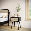 Bme Aurelia Solid Wood and Rattan Nightstand, Woven Cane End