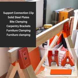 2 Pcs Steel Saw Horse Brackets, 1.46 X 3.54in Wood Slot Space Galvanized Sawhorse Bracket, Easy to Use Saw Horses Metal Display Stand for Compact Storage Woodworking