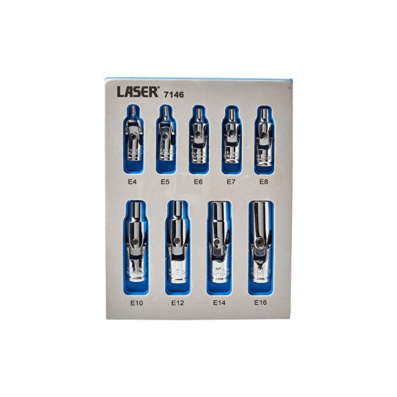 Laser 7146 Universal Joint Star Socket Set 1/4"D, 3/8"D 9pc