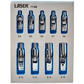 Laser 7146 Universal Joint Star Socket Set 1/4"D, 3/8"D 9pc