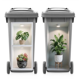 ANATTASOUL 2 Sheets Wheelie Bin Stickers Potted Plants Waterproof Dustbin Decor, 14.9"x 32.2" Adhesive Large Decal for Bins, Fridge, Wall Outdoor, Indoor Decoration