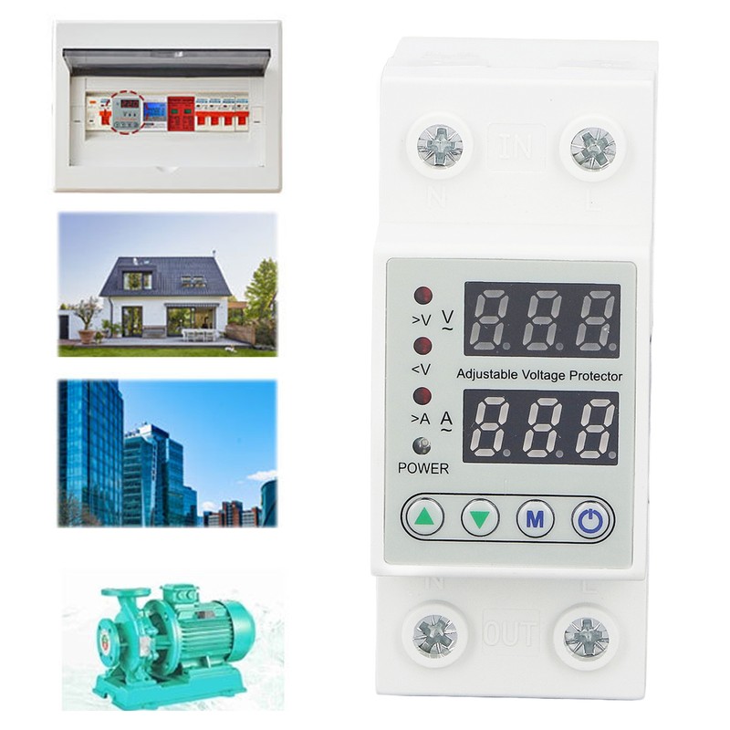 Digital Display 2P Voltage Protector Automatic Reset Under Over Voltage