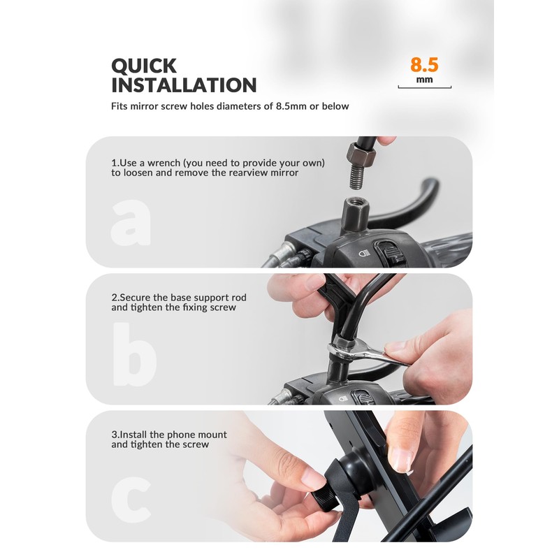 ROCKBROS Motorcycle Phone Mount Holder with Security Lock, Shockproof, Adjustable