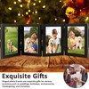 Photo Frame Hold 4 Photos, 4x6 Hinged Folding Wood Picture