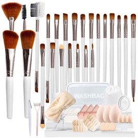 GZIXBDA Makeup Brush Set, 52Pcs Makeup Tool Set Premium Synthetic Foundation Concealers Powder Eye Shadows Makeup Brushes Kit for for Beginner Professional, Beige