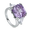 BERRICLE Rhodium Plated Sterling Silver Asscher Cut Purple Cubic Zirconia