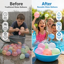 Reusable Water Balloons for Kids’ Summer Games – Quick-Fill Silicone Splash Balls for Pool, Beach & Backyard Fun