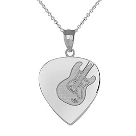 Claddagh Gold - 925 Sterling Silver Musician Guitar Pick Pendant Necklace, 16 Inches