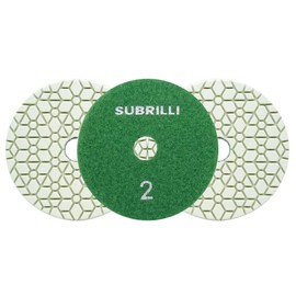 SUBRILLI 3 Step Diamond Polishing Pads 3-Pcs Step 2 Abrasive Disc for Granite Quartz Marble Concrete Terrazzo