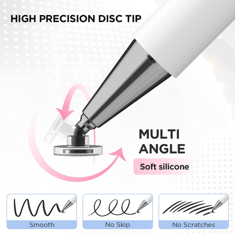 Capacitive Disc Tip Stylus Pen and Magnetic Cap Compatible with