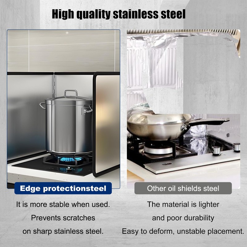 KOBSAINF 4 Sided Splatter Guard,Foldable Stainless Steel Oil Splatter Screens