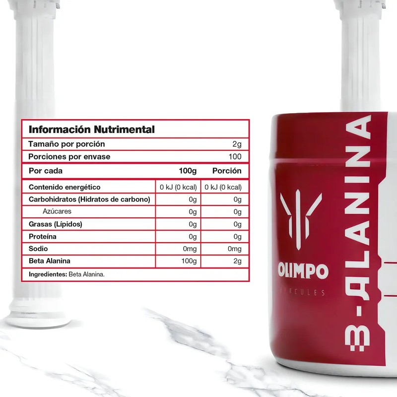 Beta Alanina Suplemento 200g, Hércules Sin Sabor, 100 Servs. Sabor