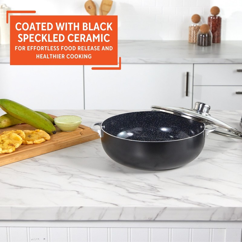 IMUSA 4.4Qt Bistro Ceramic Nonstick Caldero/Dutch Oven with Glass Lid,