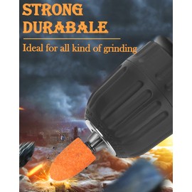 60 Pack Grinding Stone Set 1/8" Shank, SHITIME Sanding Drill Bit for Rotary Tool Flap Wheel for Grinding, Polishing, Deburring Ferrous Metal, 2 Shaped and 3 Sizes(Orangage, Aluminum Oxide)