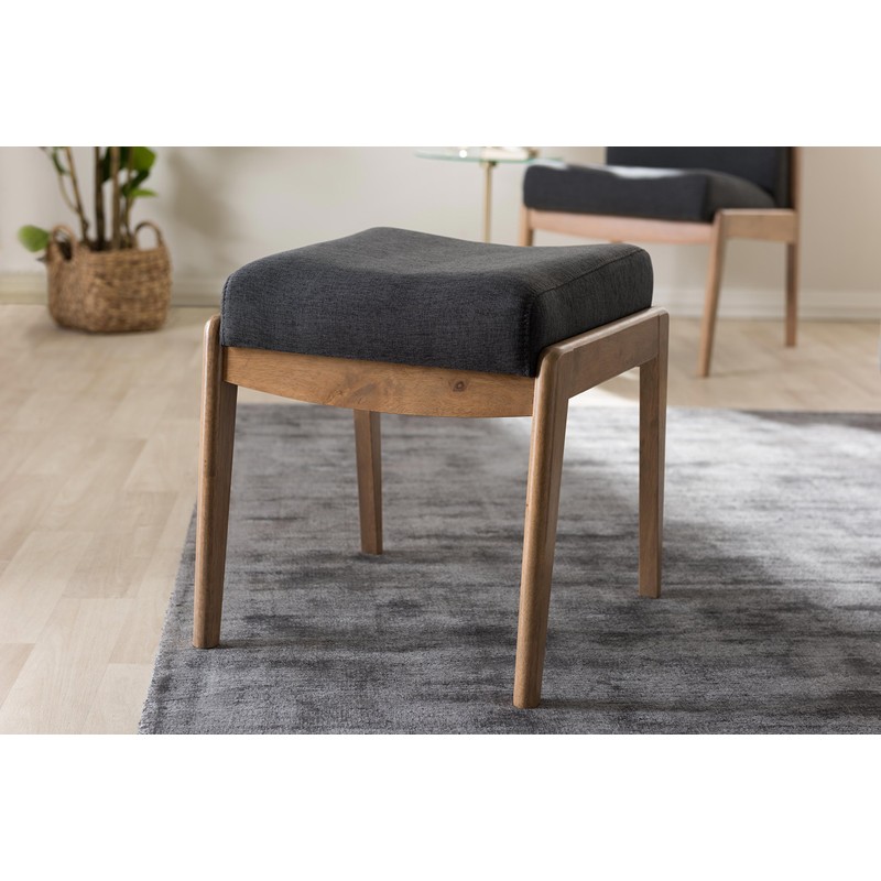 Baxton Studio Wilda Mid-Century Fabric Ottoman