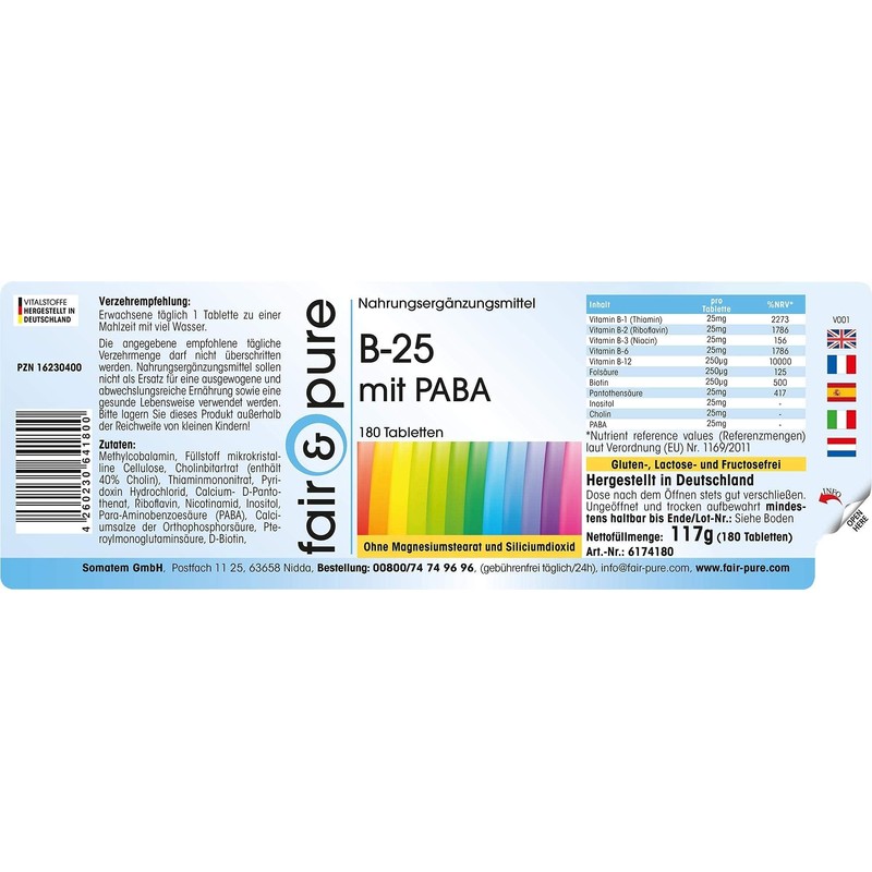 Fair & Pure Vitamin B-25 with PABA, 180 Tablets, Vitamin