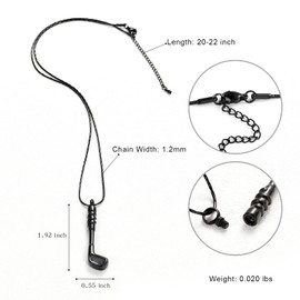 constantlife Cremation Golf Clubs Jewelry for Ashes Urn Necklace Keepsake 316L Stainless Steel Memorial Pendant (Black)
