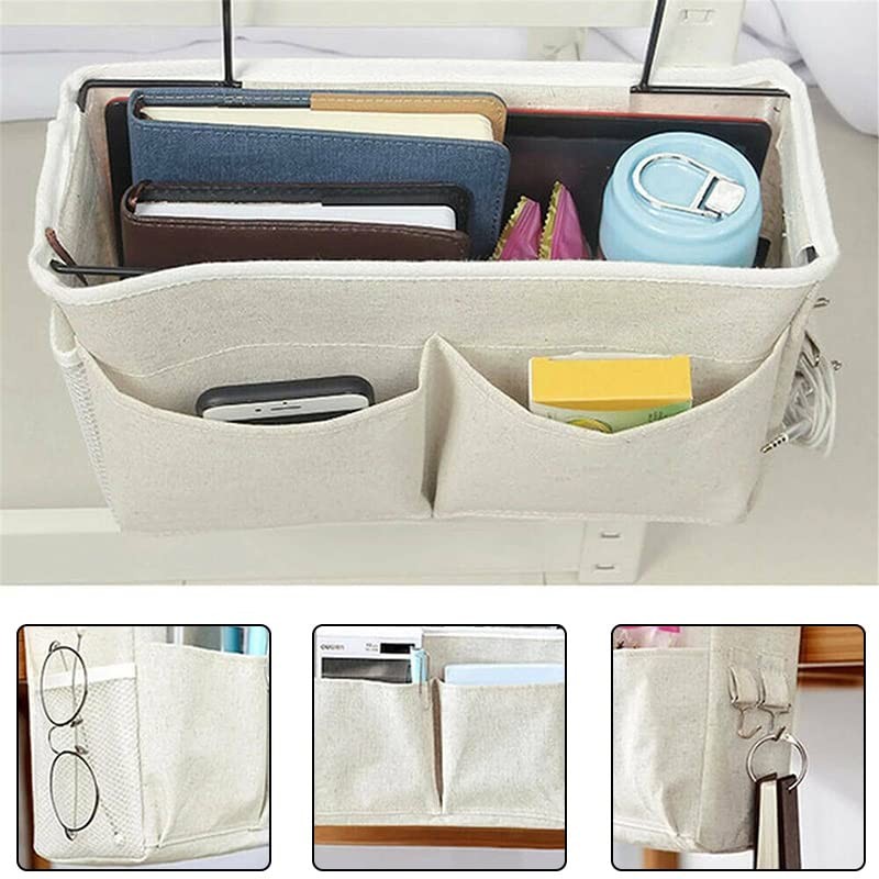 aimall Dormitory Bedside Storage Pocket, Hanging Basket Bedside Caddy, Bedside