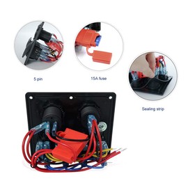 3/4 Gang Marine Boat Rocker Switch Panel - 12V LED Lighted Switches, Fuse Breaker Protected Control Switches with 5V Dual 2.1A USB Charger Socket for RV Truck Cars Vehicles Truck Motor-House Off-Road