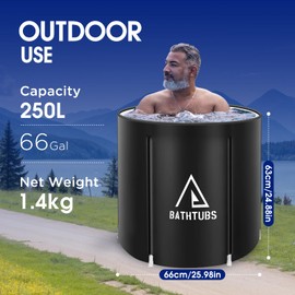 STARBRILLIANT Portable Foldable Bathtub, Bathtub for Adults Families, Affordable, Lightweight, Easy to Assemble Collapsible Bathtub