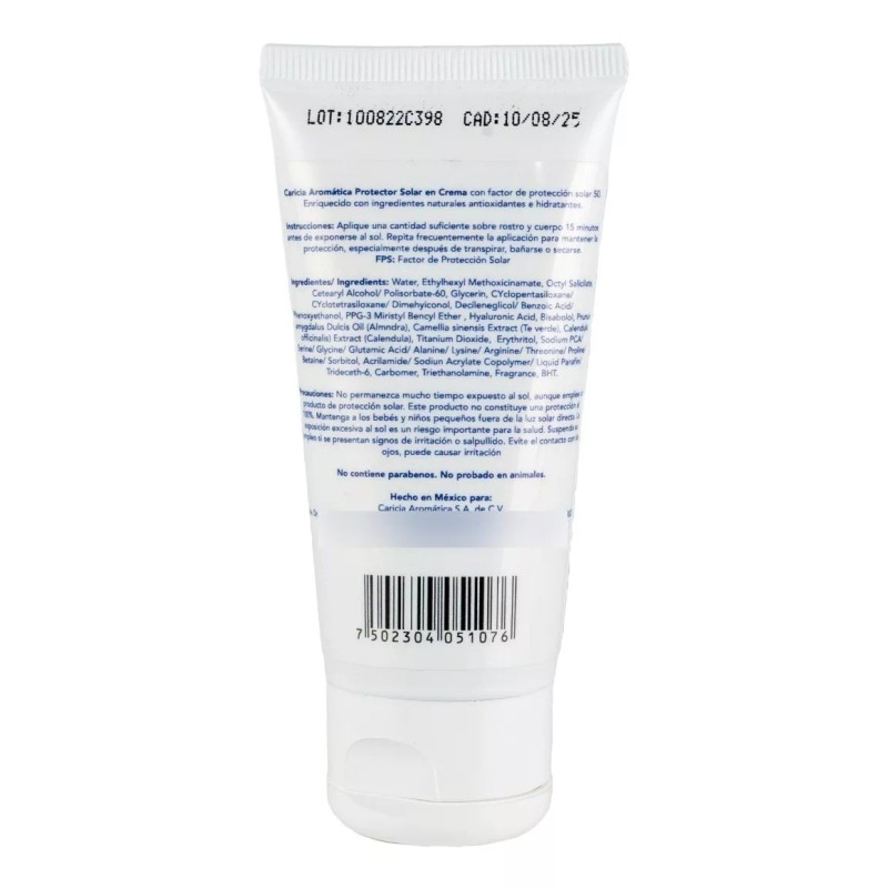 Caricia Aromatica Protector Solar Fps 50 En Crema Antioxidantes E