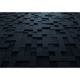 NWT Removable Wall Sticker/Wall Mural 3D Black Geometric Square Pattern Abstract Shapes Illustrations Modern Art Decorative Multicolor Boho for Living Room, Bedroom, Office - 100x144 inches