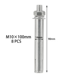 8 PCS 304 Stainless Steel Expansion Bolts – Heavy-Duty Wall and Floor Anchors for Concrete and Brick (M10 × 100mm)