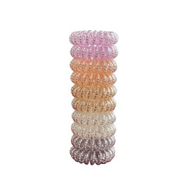 Spiral Hair Ties,Coils Hair Ties,Phone Cord Hair Bands,YOOZI No Damage Crease Plastic Ponytail Holder Hair Coil Headband for Woman/Girl,10 Pcs(Beaded Version Multicolor)