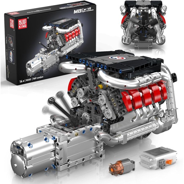 Mould King 10203 V8 Engine Building Kit for Adults, MOC