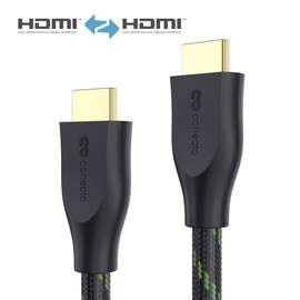 conecto, Premium Certified High Speed HDMI Cable, 4K Ultra HD, Dual Shielding, Nylon Braid, Black/Green, Length: 0.50 m