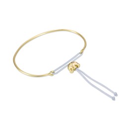 Lucky Feather Reminder 14k Gold Dipped Adjustable Wire Cuff Mantra Bracelet (You are Strong) with Gold Tone Elephant Bead Charm. Ideal Quarantine Gift