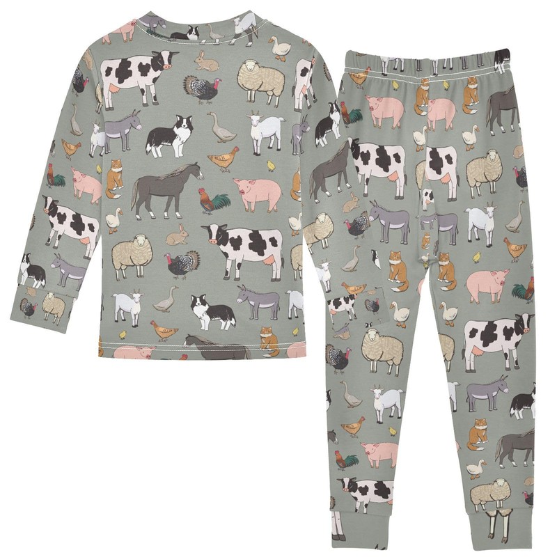 Mnsruu Kids Sleepwear with Long Sleeve Top and Bottoms Comfortable