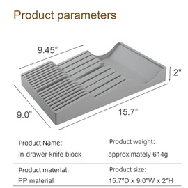 Drawer Knife Organizer, In-Drawer Knife Block Holder Without Knives,Can Hold 16 Knives and 1 Sharpening Steel (Not Included) Suitable for Kitchen Drawer (Polypropylene (PP), hold 16 knives)