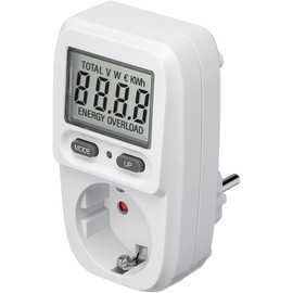 goobay 64589 Basic Digital Energy Cost Meter / Electricity Meter for Fridge, Washing Machine, TV and Floor Lamps/Measuring Range Between 0.5 W and 3680 W/Power Consumption Meter/White